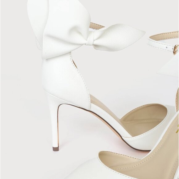 Lulus Lizaa White Bow Ankle Strap Pumps - Size 8 - Picture 5 of 5